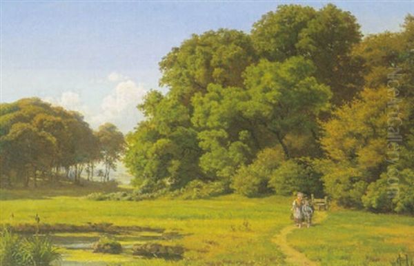 Dansk Sommerlandskab Med Skov Og Born - view 1