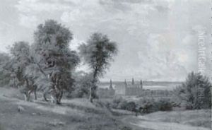 Udsigt Mod Frederiksborg Slot Set Fra Batzkes Bakke by Carsten Henrichsen