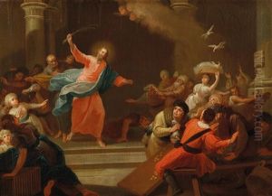 Christ Driving The Money Changers From The Temple; And Christ Raising A Dead Child by Johann Josef Karl Henrici
