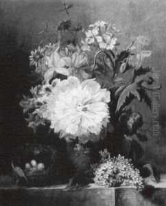 Still Life With Peony, Lilac And A Bird's Nest by Gabriel Henriques De Castro