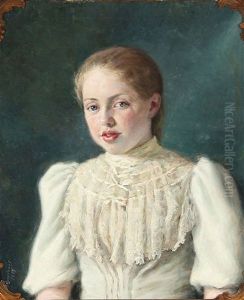 Portrait Of A Girl In A White Dress by Marie Henriques