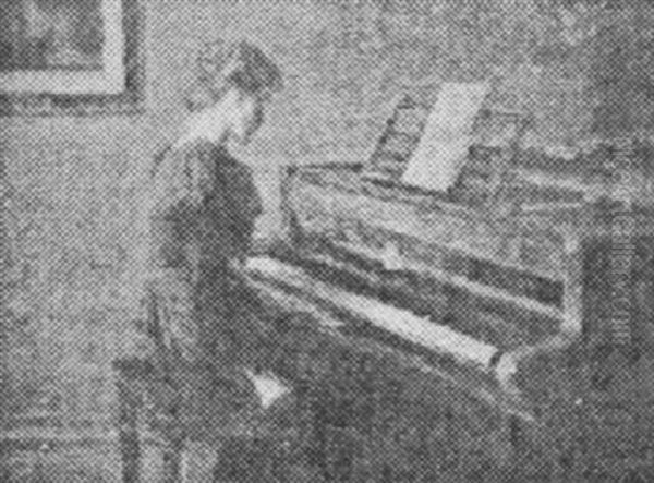 Interior Scene With Young Woman At The Piano - view 1