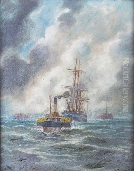 Tug Boat And Ships In The Distance - view 1