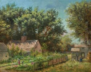 Mother And Child In Garden by Edward Lamson Henry