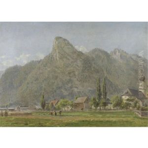 The Koeffel & Church At Oberammergau, Bavarian Alps: A Sketch From Nature by Edward Lamson Henry