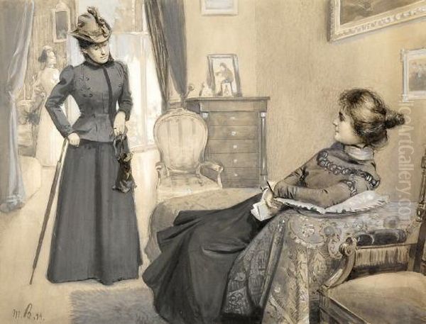 Zwei Elegante Damen Unterhalten Sich Im Salon - view 1