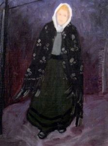 A Woman Wearing A Black Shawl