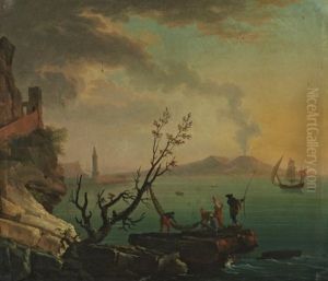 Ansicht Von Neapel, Mit Fischern Im Vordergrund Und Dem Vesuv Im Hintergrund