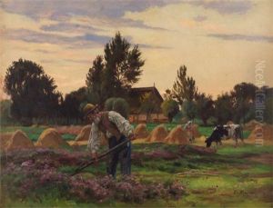 Bei Der Heuernte In Zehlendorf by Ernst Henseler