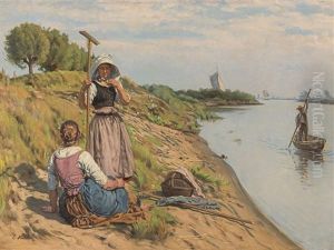 Two Women On The Beach by Ernst Henseler