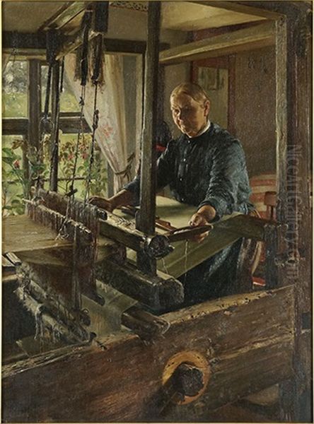 The Weaver At Her Loom - view 1