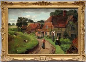 Bauerinnen An Dorfweg by Ernst Henseler