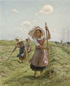 Frauen Bei Der Heuernte by Ernst Henseler