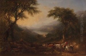 Figures And Cattle In North Wales Landscape Figures And Cattle In North Wales Landscape