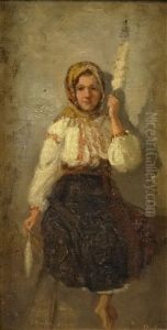 Tartar Woman Spinning by Sava Hentia