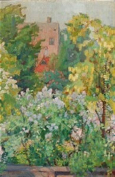 View From A Balcony With Flowering Bushes And Trees - view 1
