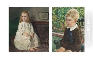 A Little Boy Seated On A Balcony (2 Works) by Gudmund Herman Peter Hentze