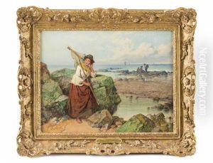 Die Junge Shrimps-fischerin Vor Kuste by Isaac Henzell