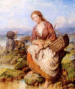 Pretty Fishergirl And Clam Diggers On The Coast by Isaac Henzell