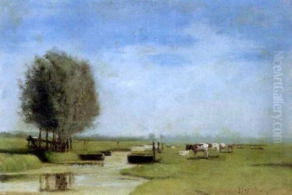 Flusslandschaft Mit Weidenden Kuhen - view 1
