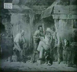 Four Men Reading A Newspaper by George Hepper