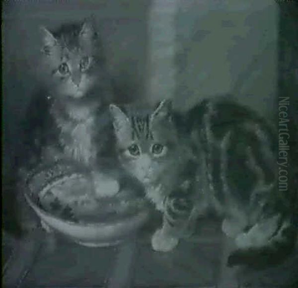 Tabby Kittens And A Chinese Bowl - view 1