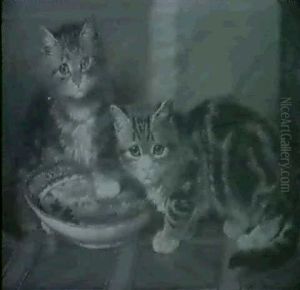 Tabby Kittens And A Chinese Bowl by Wilson Hepple