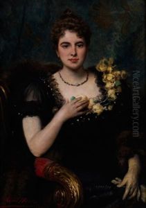 Portrait Einer Eleganten Jungen Frau Im Schwarzen Kleid Portrait Einer Eleganten Jungen Frau Im Schwarzen Kleid