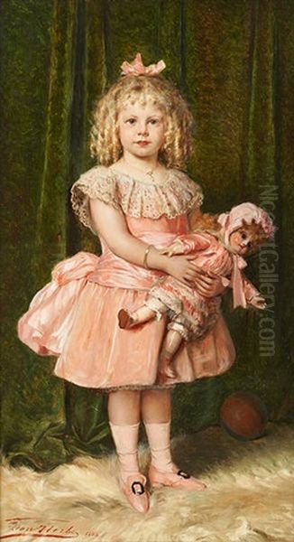Jeune Fille En Rose Et Sa Poupee Assortie - view 1