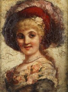 Portrait D'une Dame Au Chapeau De Plumes