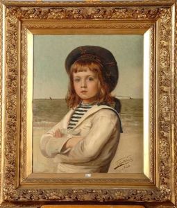 Portrait D"un Jeune Garcon En Costume De Marin by Leon Herbo