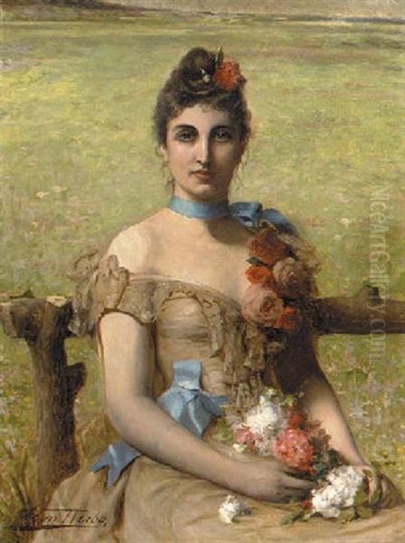 Girl Holding A Posy - view 1