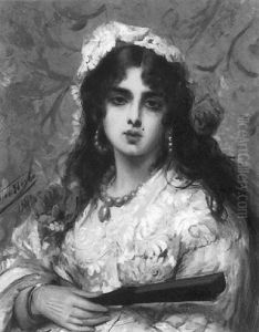 Jeune Femme A L'eventail by Leon Herbo