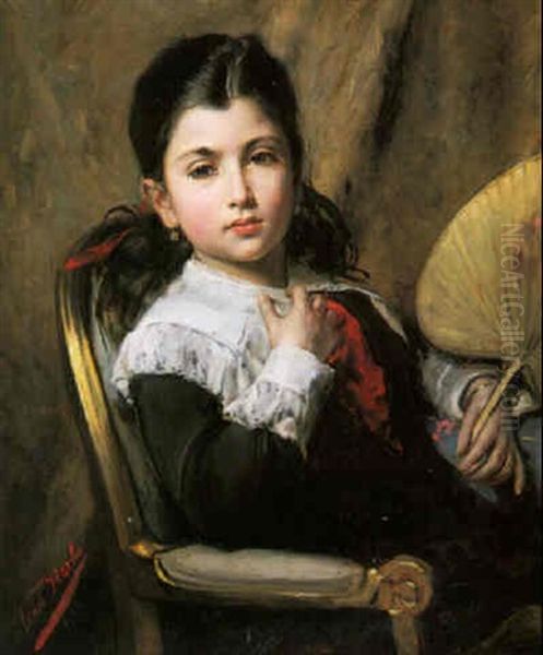 Young Girl With A Fan - view 1