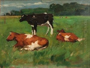 Cows On A Meadow by Thomas Ludwig Herbst