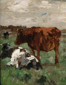 Cows On A Meadow by Thomas Ludwig Herbst