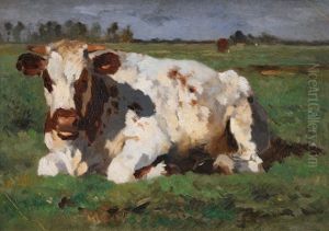 Lying White Cow by Thomas Ludwig Herbst