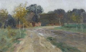 Herbstliche Wegpartie Mit Bauernhaus by Thomas Ludwig Herbst