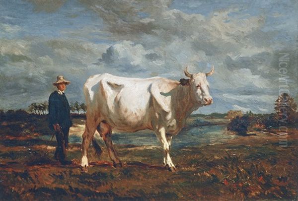 Man With A White Cow - view 1