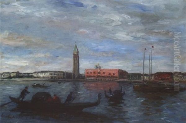 Venedig - Gondeln Und Fischerboote Vor Der Dogana - view 1