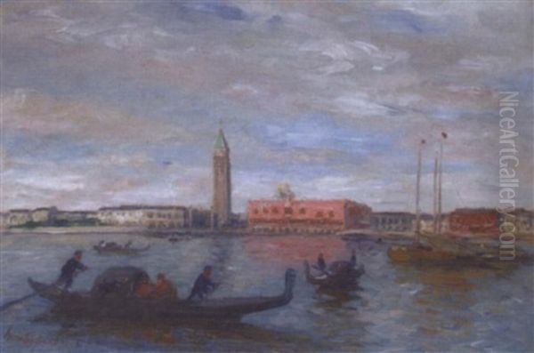 Gondolas Before The Dogana, Venice - view 1