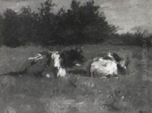 Three Cows In A Landscape by Thomas Ludwig Herbst