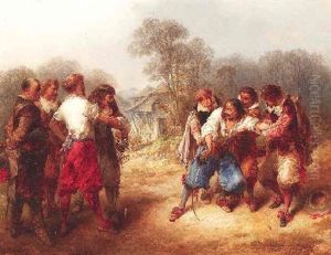 Das Duell. Kampfende Musketiere Mit Ihren Begleitern Am Waldesrand by Peter Rudolf Karl Herbstoffer