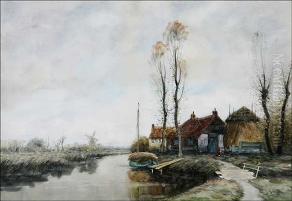 Dutch Cottage In River Landscape - view 1