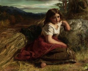 Young Girl At The Edge Of A Cornfield by Robert Herdman