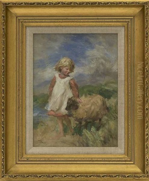 Portrait Of A Young Girl And Her Sheep - view 1