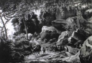 A Mountainous Wooded Landscape With Peasants On A Track A Mountainous Wooded Landscape With Peasants On A Track