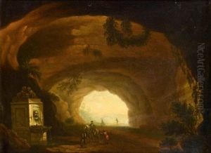 Grotte Mit Antikem Brunnen Und Staffage by Georg Heinrick Hergenroder