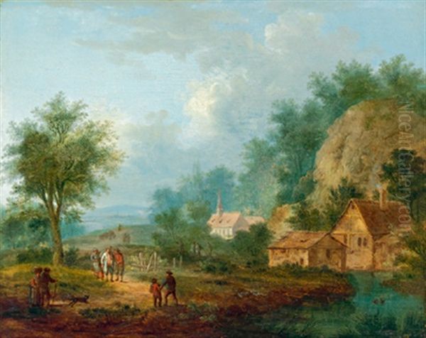 Bewaldete Landschaft Mit Reisenden - view 1
