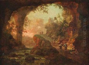 Blick Aus Einer Grotte Auf Ein Felsmassiv